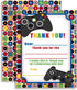 Game On Video Gamer Themed Thank You Notes for Kids - Ten 4" x 5.5" Fill in the Blank Cards with 10 White Envelopes