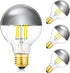 XININSUN Dimmable Half Chrome Light Bulb, 6W (60W Equivalent), E26 G80 Silver Dipped, 4000K Daylight, 4 Pack