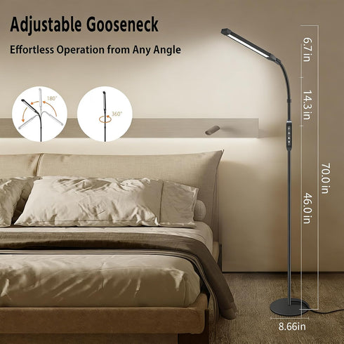 Qumusaa 15W 3000K-6000K Dimmer, 360 LED Floor Lamp with Stepless Adjustable Colors and LEDs Lash Lamp Tattoo Light