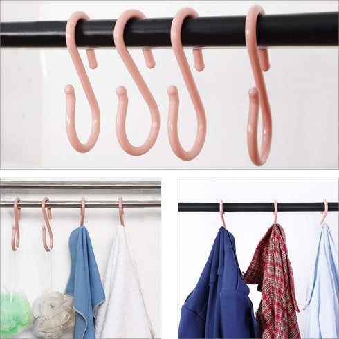uxcell 12 Pack S Shaped Hooks - Plastic Hanging for Kitchen, Bathroom, Closet, Pots, Pans, Cups, Pink