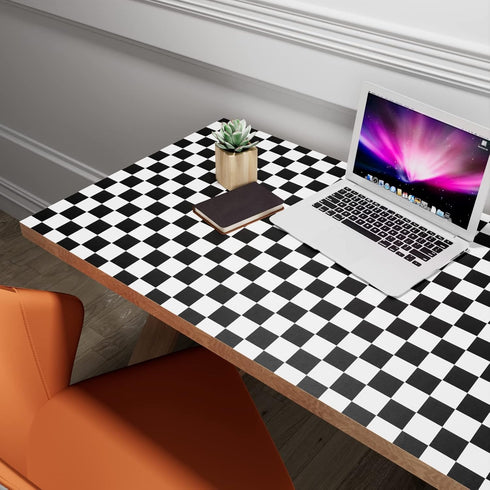 YENHOME Removable Checkered Wallpaper 17.7"X80" Neutral Black and White Thick Matte Waterproof Contact Paper