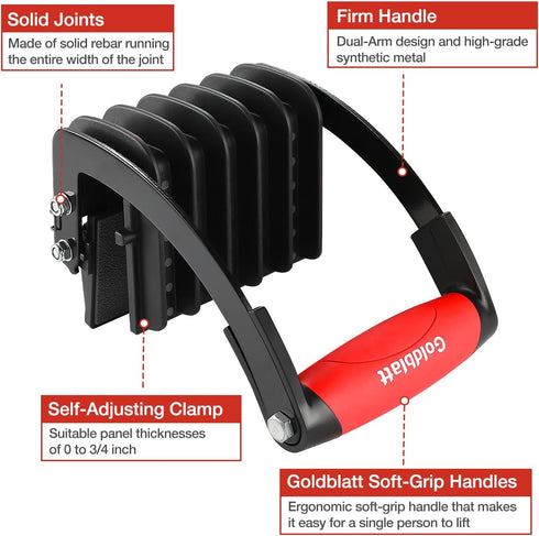 Goldblatt 2 Pack Panel Carrier, Plywood Lifting Tool for Wood, Synthetic Cement Board - Clamping Thickness up to 3/4"