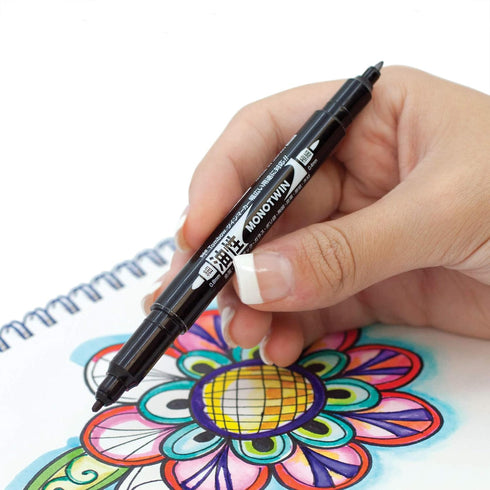 Tombow 56500 MONO Twin Permanent Marker, 10-Pack, Dual-Tipped Black Marker