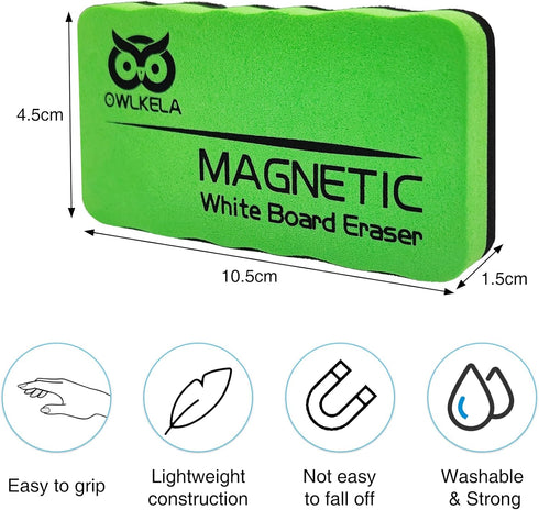 OWLKELA Magnetic Dry Eraser Board Erasers - 4 Pack Whiteboard Erasers for Kids Classroom, Perfect for Home and Office