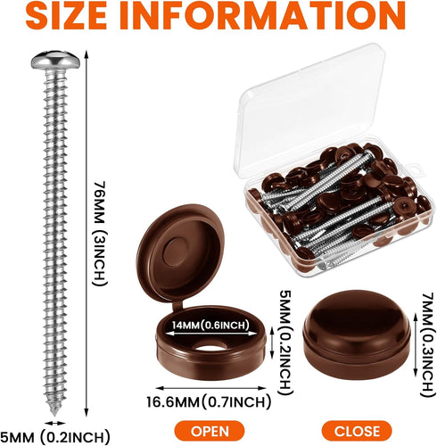Zhengmy 24 Set 3 Inch 304 Shutter Fasteners Shutter Pins Screws and Caps Bulk Metal Stainless Steel Screws with Vinyl