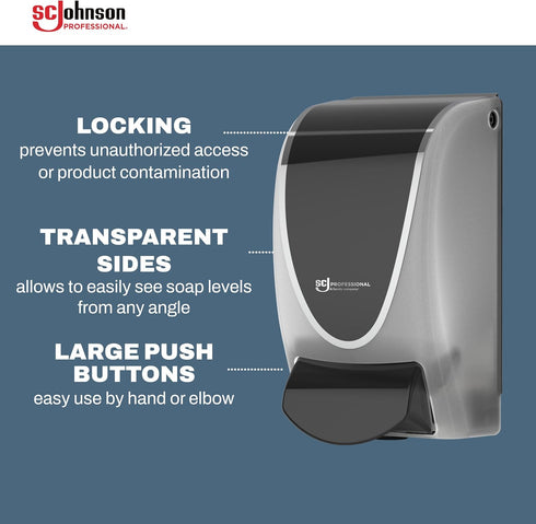 1 1 33.8 oz., SC Johnson Professional Clear FOAM Dispenser and Refill Starter Kit, Wall Mount Soap Dispenser for Hand