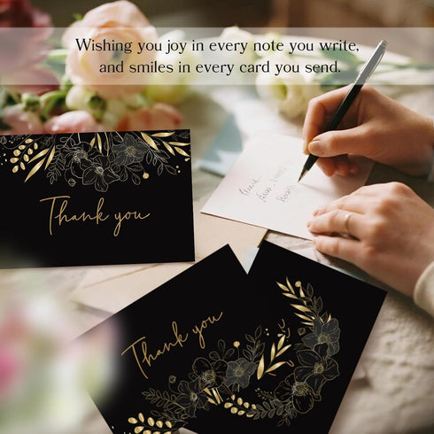 Oaken Leaford 108 Pack 6 Pre-Folded Floral Thank You Cards with Envelopes & Stickers, Elegant Designs for Wedding, Baby