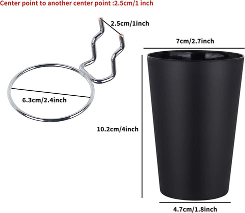 6 Set Ring Style Pegboard Hooks with Pegboard Cups, Black, Stainless Steel & Plastic for Craft Room