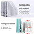 SAYEEC Collapsible Magazine Holder, 4 Compartment Plastic Desktop Organizer for Office, Home, School, Gray