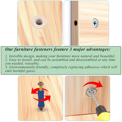 Cam Locks for Furniture, 30 PCS Cam Lock Fasteners for Cabinet Connectors, 12 x 10 mm