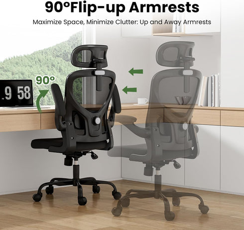 Ergonomic Office Chair, Home Office Desk Chair with Headrest, High Back Computer Chair with Armrests and Adjustable