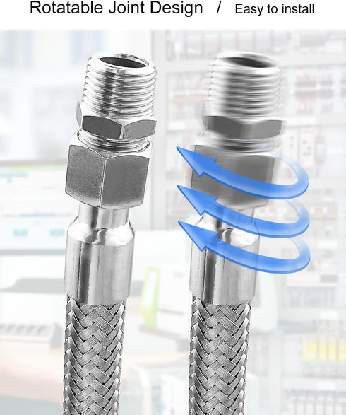 Industrial Grade Compressor Jumper Hose, 3/4" NPT Male Compression Adapter, 20" Length Flexible Hose
