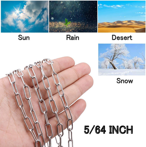 Lsqurel Stainless Steel Chain, 13ft Light Duty 1/8in Utility Chain for Home, Outdoor, Camping, Hanging