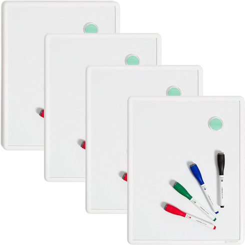 U Brands Contempo Magnetic Dry Erase Board Bundle, 11”x14”, White Modern Frame, Includes 4 Boards and 16 Markers