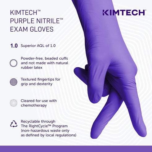 100 Kimberly-Clark Safeskin Purple Nitrile Exam Gloves, Medium, Purple, Box