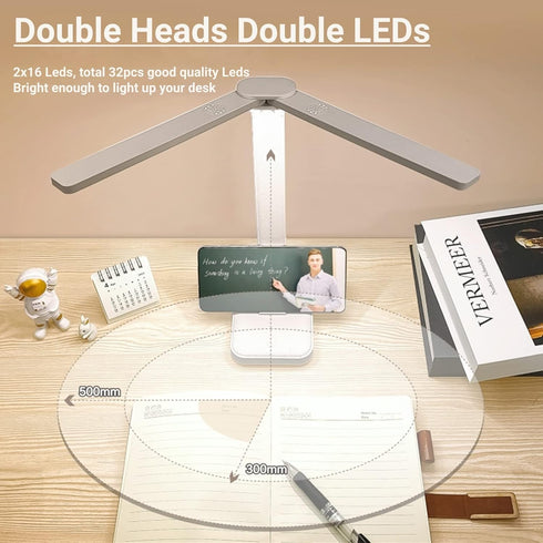 White Desk Lamp for Home Office, Portable Small Lamp with 3 Lighting Modes, Rechargeable for Kids and Studying