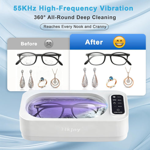 ylkjny 55KHz 400ml 4 Ultrasonic Jewelry Cleaner, Ultrasonic Cleaner with Cleaning Modes & LED Light, Ideal for Jewelry
