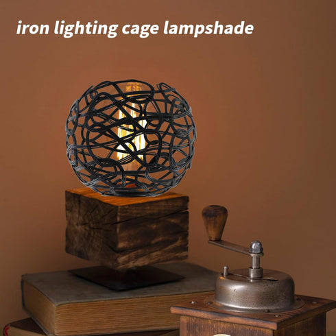 (C002) KUMGROT Mini Metal Cage Lampshade for Hanging Light Pendant Lampshade Vintage Industrial Wire Cage Lamp Holders