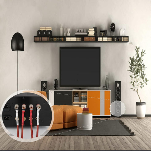 Monosaudio Speaker Spade Plug Connectors, 8pcs Pure Copper 45 Degree Screw Locking Y Spade Plug with Heat Shrink Tubes