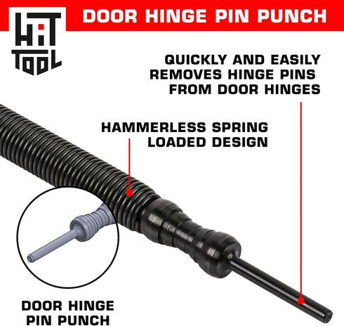 Door Hinge Pin Removal Tool Spring Driven Remover with Soft Face Brass Hammer Punch Set.