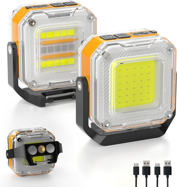 Rechargeable Work Light, 2Pack 1200LM Double-Sided Portable Work Lights with 8 Modes,