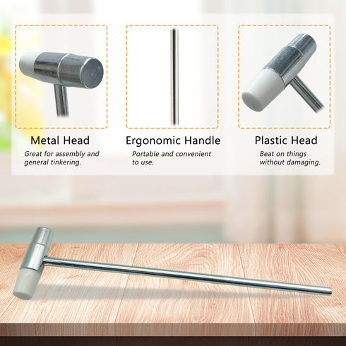 Small Hammer, Lightweight Mallet with Plastic and Metal Head for Craft Projects, Jewelry, Woodworking, and DIY