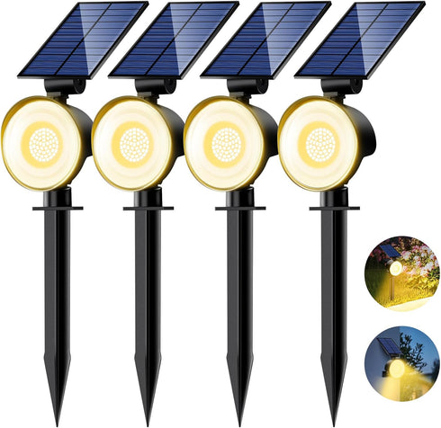 nipify 4 Pack Solar Lights Outdoor Waterproof, 53 LED Solar Spot Lights