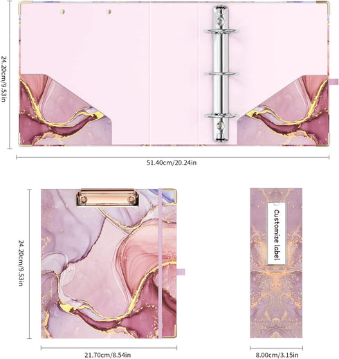 Ospelelf Mini 3 Ring Binder 2 Inch, Cute Binder for 5.5" x 8.5" with 5 Tab Dividers for School and Office
