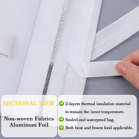 JOUTYFOR 50 Pcs Insulated Take Away Bags Bulk, Thermal Insulation Food Bag for Coffee Milk Tea Hot Cold Food Fresh