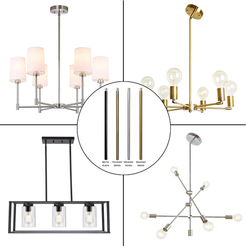 M10 12 Inches Stems,12 Inches 11.4mm (0.449) 300mm (11.81) Brushed Brass Threaded Extension Rod for Pendant Light