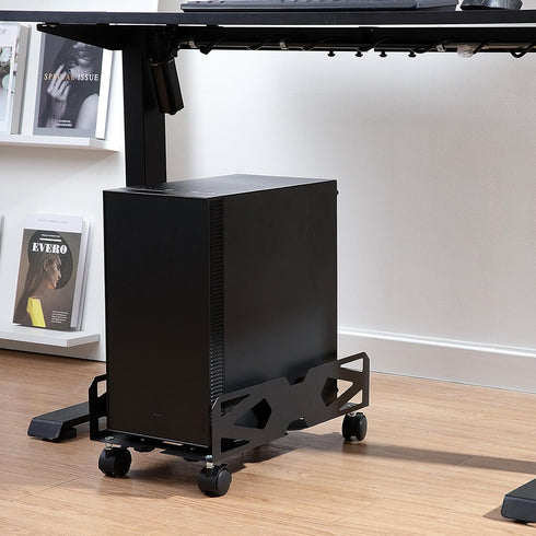4 Adjustable Computer Tower Stand, Ventilated PC Tower Stand with Caster Wheels,Mobile Under Desk CPU Holder, PC Cart