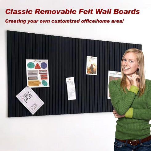 Large Felt Wall Tiles Cork Boards - 47"x35" Bulletin Board Tiles for Home Decor, 12-Pack, Black