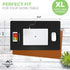 Leather Desk Mat for Keyboard and Mouse, Black Office Desk Mat Cable Organizer, 13.8" x 23.6"