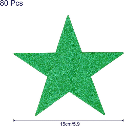 MECCANIXITY Glitters Star Cutouts Paper Five Star Confetti Cutouts for Birthday Party Classroom Wedding Bulletin Board Wall Decorations 5.9 Inches,(Green) Pack of 80 by MECCANIXITY