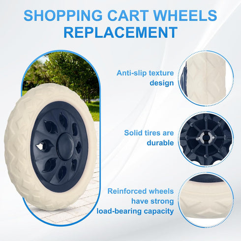 6.3 Inch 2 MECCANIXITY Dia Shopping Cart Wheels Replacement Pcs Heavy Rubber Foaming Trolley Wheel Repair for Grocery