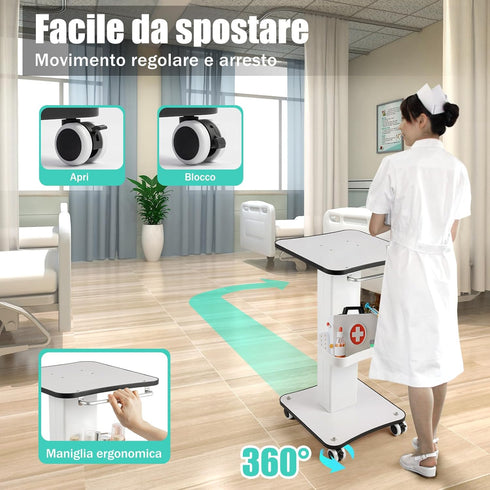 WXLTSGM 3-Tier Beauty Rolling Cart with Storage Trays,Rolling Cart Moveable Esthetician Machine, Tattoo Table Work