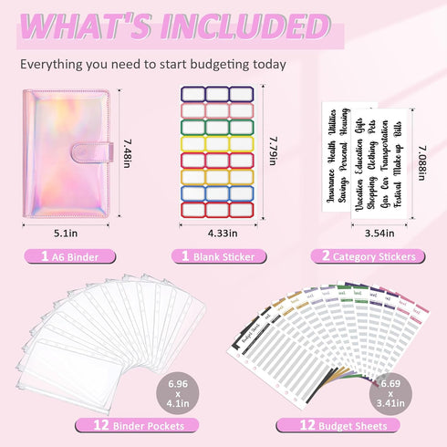 Onlyesh Budget Binder,Cash Envelopes for Budgeting,Money Organizer for Cash,28Pcs Budget Planner with Cash Envelopes(Shiny Pink) by ONLYESH