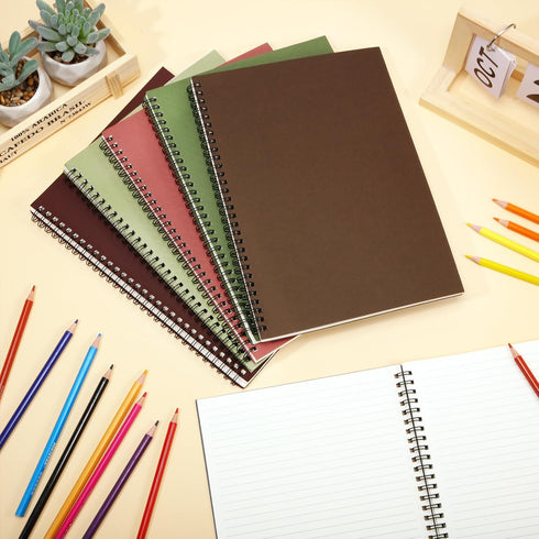 Fuutreo 6 Pcs Spiral Notebook for Work, B5 10.5 x 7.45 Inch College Ruled Journal with Kraft Cover