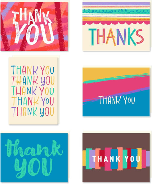 Jotique 48 Sets Thank You Cards with Envelopes and Stickers, Blank Inside Bright