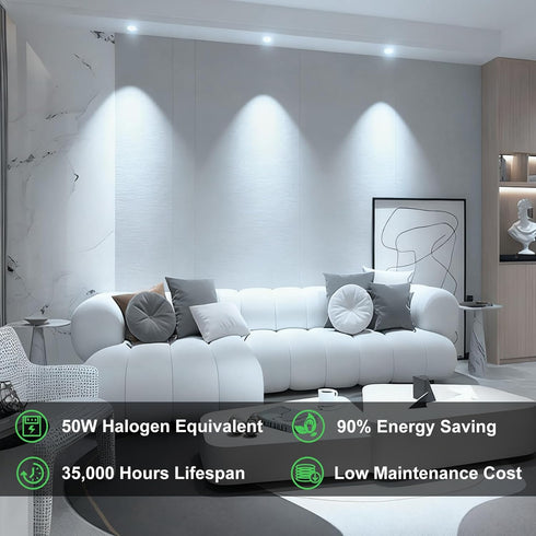 AGELCK MR16 Bulb 6000K Gu5.3 5W (50W 12V 610LM 85+, 36 Bulb Non-Dimmable, 6 Pack Led Daylight - Base, Halogen