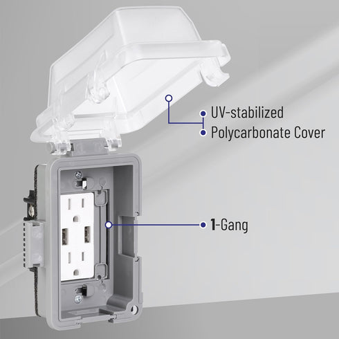 Bates Weatherproof Electrical Outlet Cover, 1-Gang, Outdoor Plug Cover, Weatherproof Outlet Cover