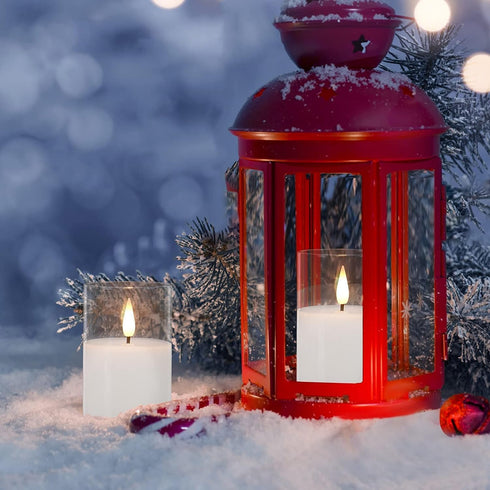 12Pack 2"X3" w/4 Timers+2 VIODAIM Glass Flickering Flameless Candles with Remote, Real Wax Votive Candles Battery