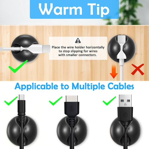 HJZHII 12PCS Cable Clips, Adhesive Cord Holder for Nightstand Cord Organizer Data Cable Holders Black Wire Clips