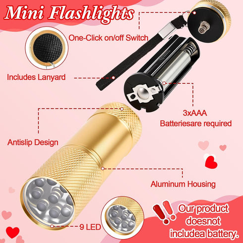 24 Sets VIHOSE Valentine's Day Christian Gifts Mini Flashlights Bulk with Christian Bible Verse Cards Colorful Aluminum