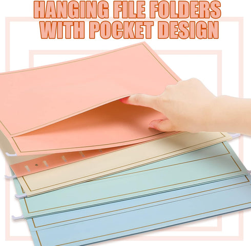 Yaomiao 20 Pcs Cute Hanging File Folders, Letter Size Adjustable Pastel File Organizer, 9.3 x 11.7 Inch