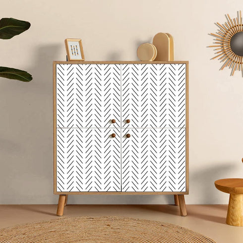 Erfoni Black and White Peel and Stick Wallpaper, Modern Herringbone Contact Paper, 17.7inch x 78.7inch