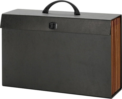 Smead A-Z and Subject Expanding File Box, 19 Pockets, Legal Size, Black, Latch Closure
