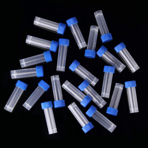 5ml Plastic Test Tubes with Screw Caps - Small Vial Storage Container for Lab, 50pcs