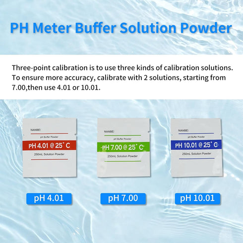 15 Pack Meter,5 4.01/7.00/10.01 of pH Meter Buffer Solution Powder for Precise PH Each for PH Calibration Buffer Powder