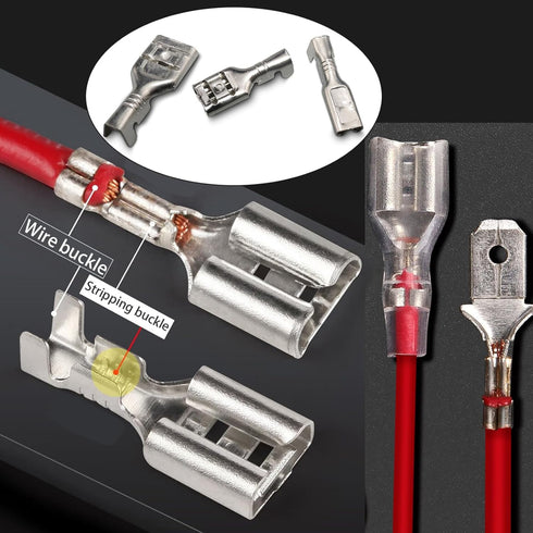 540pcs 2.8mm 4.8mm 6.3mm Male and Female Spade Connectors Kit with Insulating Sleeve for Electrical Wiring